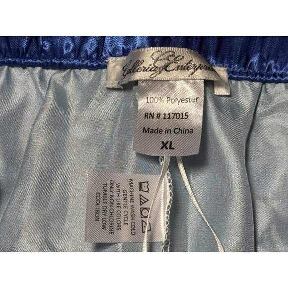 Laurel Burch Indigo Cats Pants Womens XL Satin Blue Lounge Pajama Folk Art PJs - Picture 8 of 8